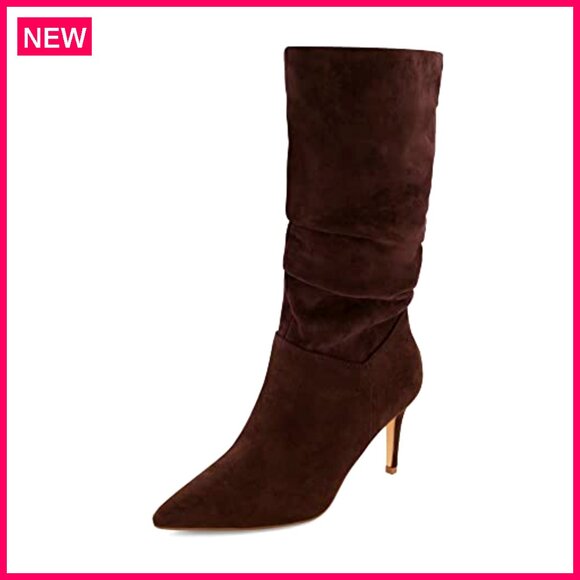 Vegan Suede Mid-Calf Boots with Memory Foam, 3-Inch Heel, Wide Width - Picture 2 of 8